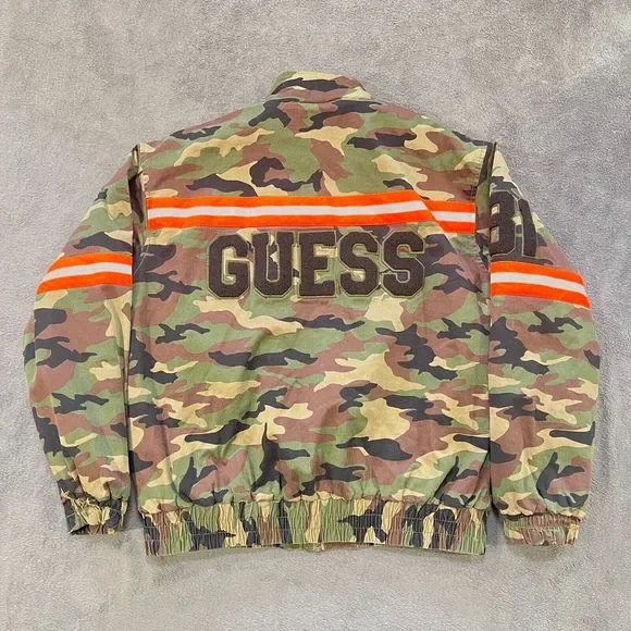 Guess Carter Reflective Camo Lined Quilted Full Zip Jacket Men's